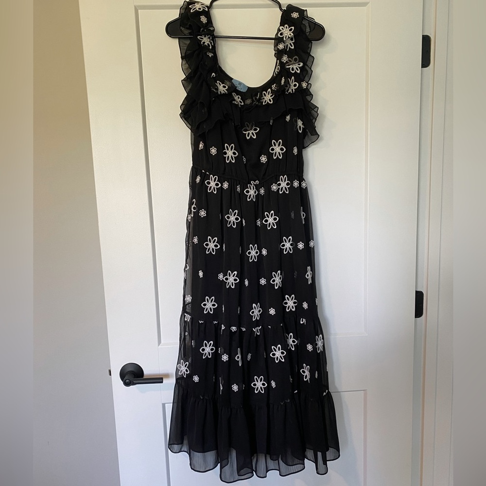 CeCe Black Dress with White Eyelet